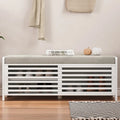 Distressed Shutter Storage Bench with Acacia Veneer