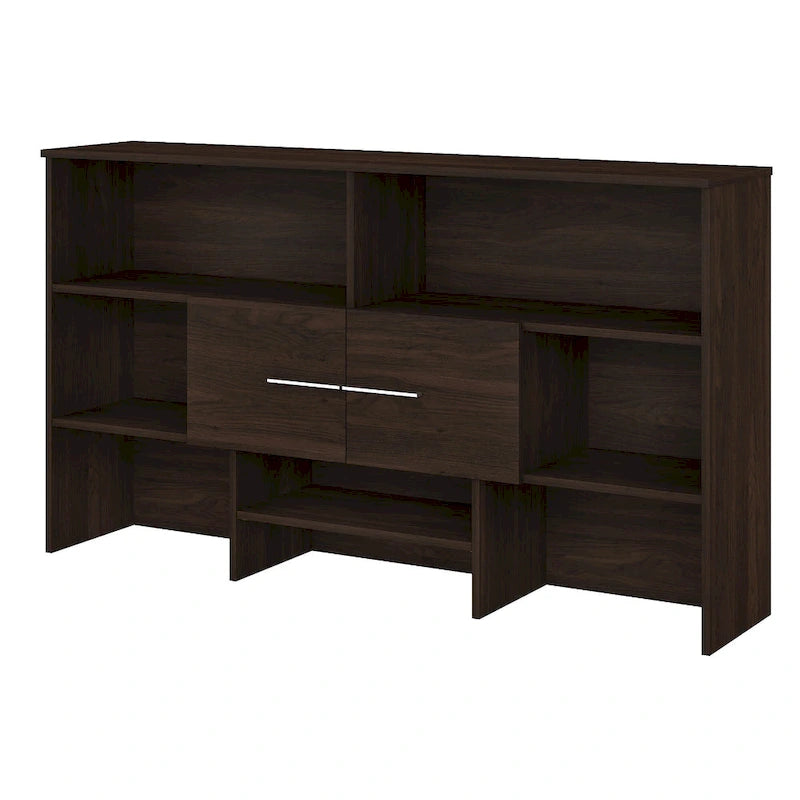 Wood Desk Hutch with Storage Cabinet and Adjustable Shelf