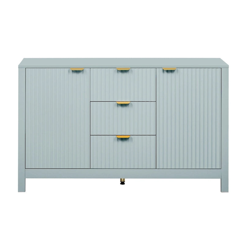 47.2W Sideboard Buffet Cabinet with Wave Design - 3 Adjustable Shelves and 3 Drawers - N/A