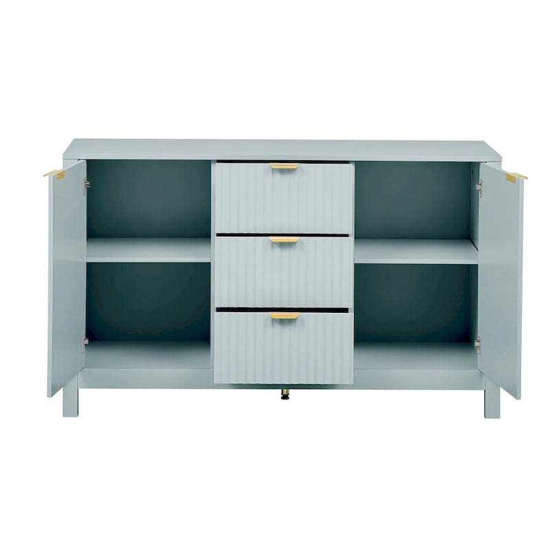 47.2W Sideboard Buffet Cabinet with Wave Design - 3 Adjustable Shelves and 3 Drawers - N/A