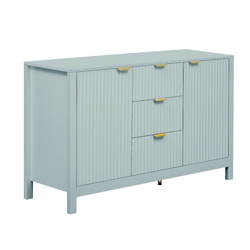 47.2W Sideboard Buffet Cabinet with Wave Design - 3 Adjustable Shelves and 3 Drawers - N/A