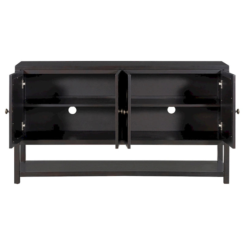 Elegant Retro Console Table/Storage Cabinet/Sideboard with Mirrored Doors, Spacious Shelves, and Durable Acacia Wood Legs