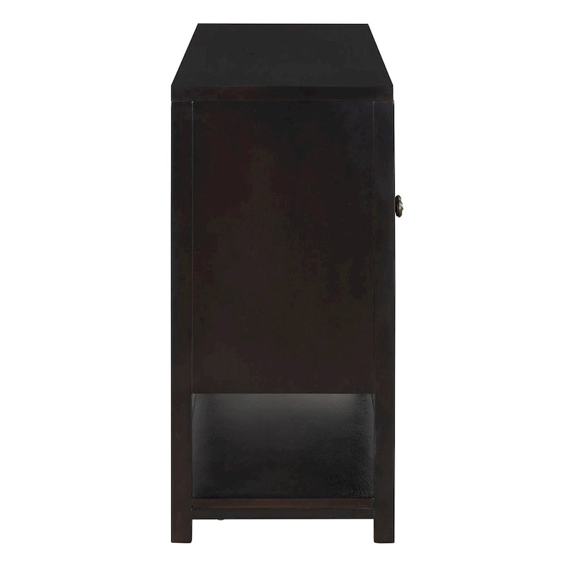 Elegant Retro Console Table/Storage Cabinet/Sideboard with Mirrored Doors, Spacious Shelves, and Durable Acacia Wood Legs