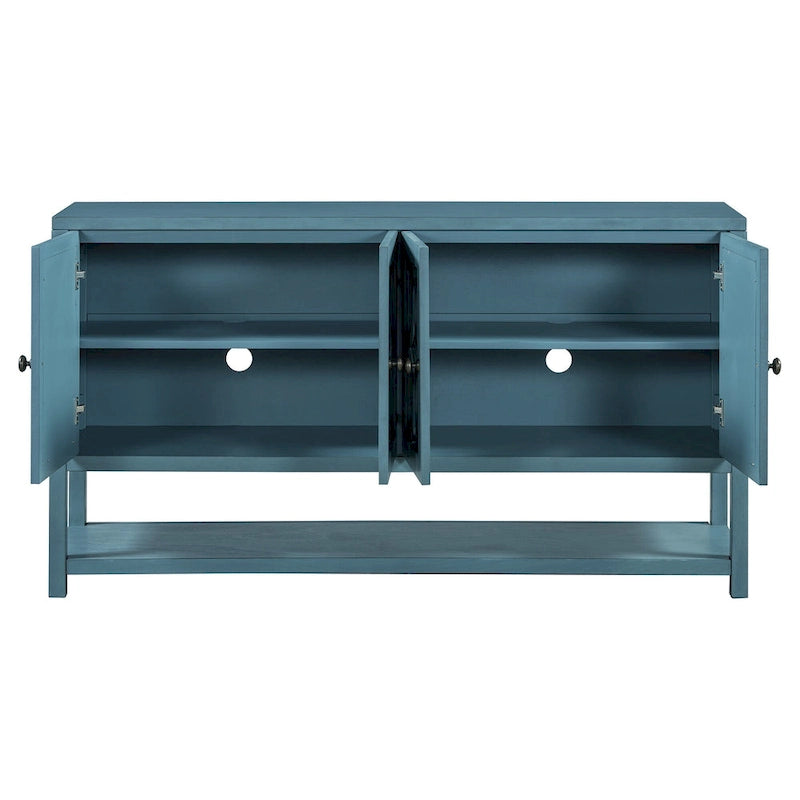 Elegant Retro Console Table/Storage Cabinet/Sideboard with Mirrored Doors, Spacious Shelves, and Durable Acacia Wood Legs