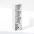 4-Tier Standing Shelf Bookcase with 1 Door Storage Cabinet, White