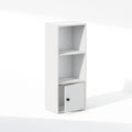 3-Tier Standing Shelf Bookcase with 1 Door Storage Cabinet, White
