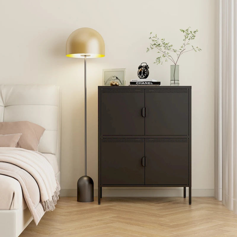 40 Inches High Metal Storage Locker With 4 Doors, Suitable For Home Office Use