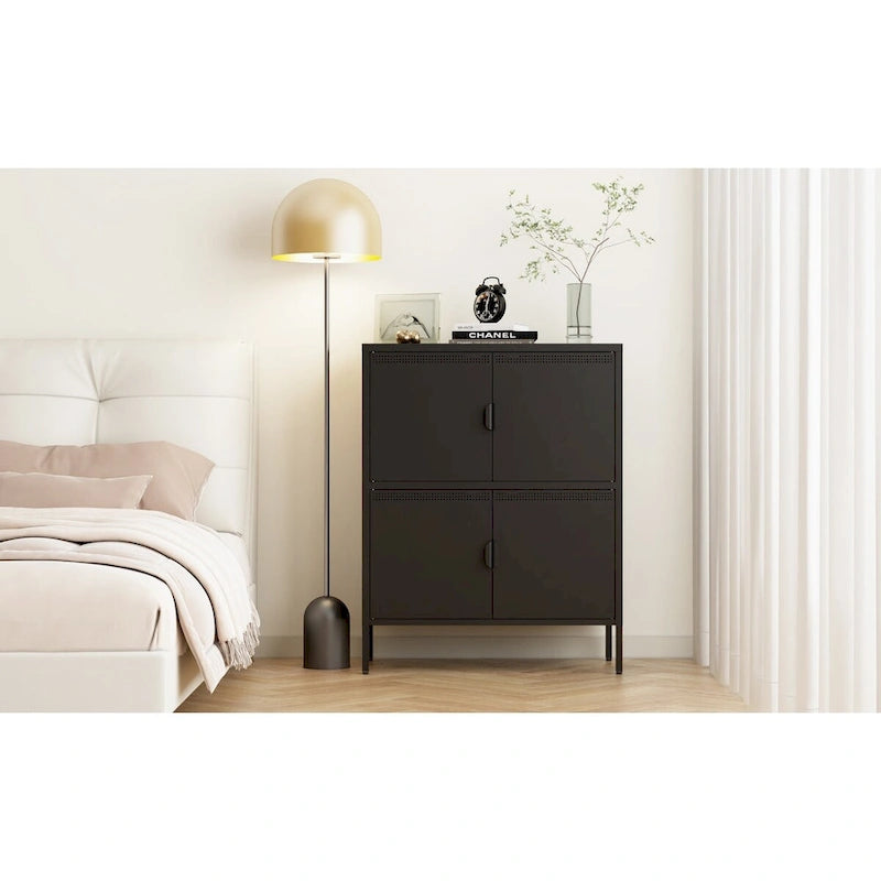 40 Inches High Metal Storage Locker With 4 Doors, Suitable For Home Office Use