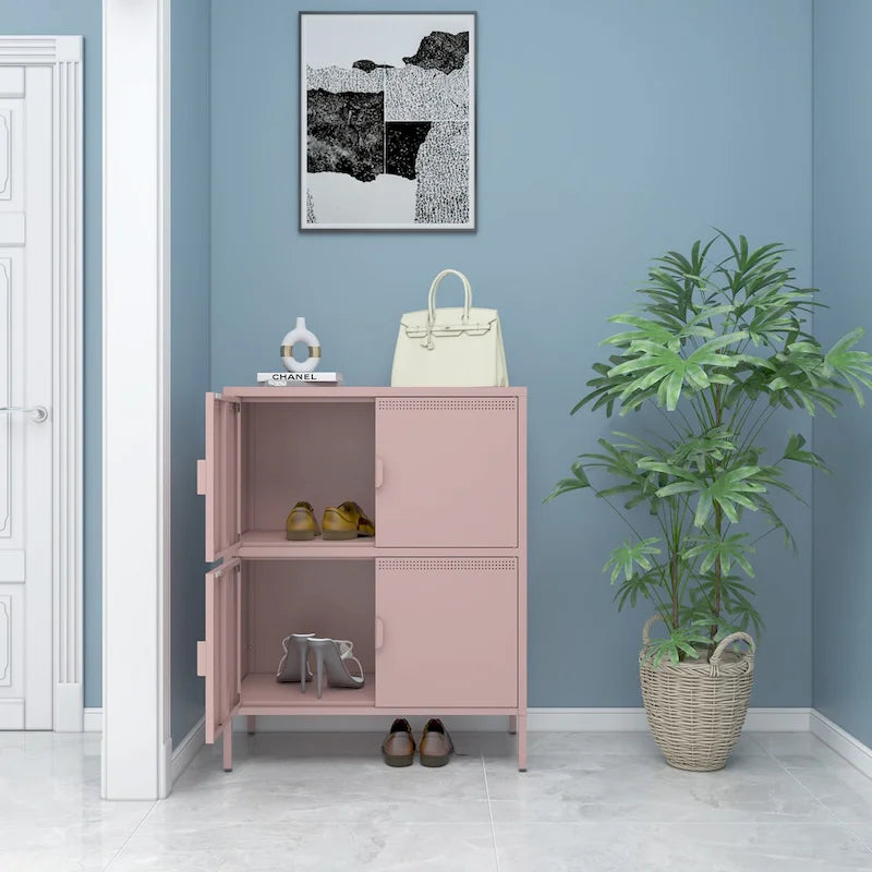 40 Inches High Metal Storage Locker With 4 Doors, Suitable For Home Office Use