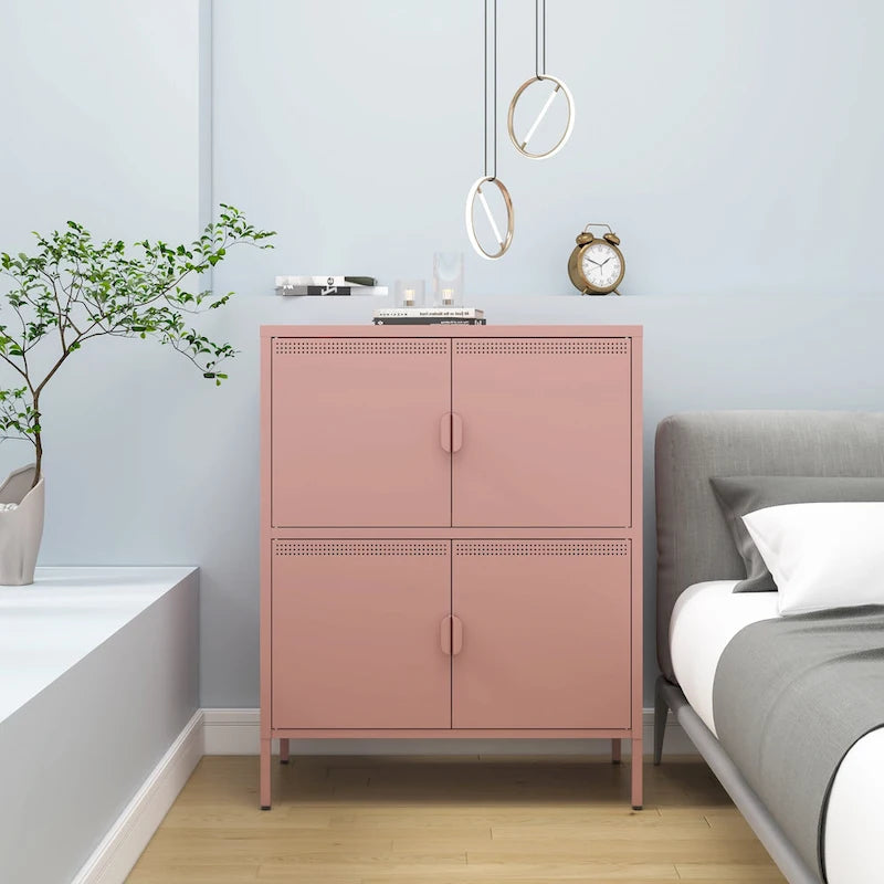 40 Inches High Metal Storage Locker With 4 Doors, Suitable For Home Office Use
