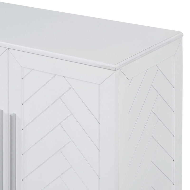 Sideboard Buffet Cabinet with Adjustable Shelves & Silver Handles