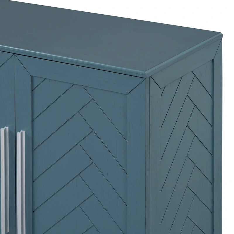 Sideboard Buffet Cabinet with Adjustable Shelves & Silver Handles