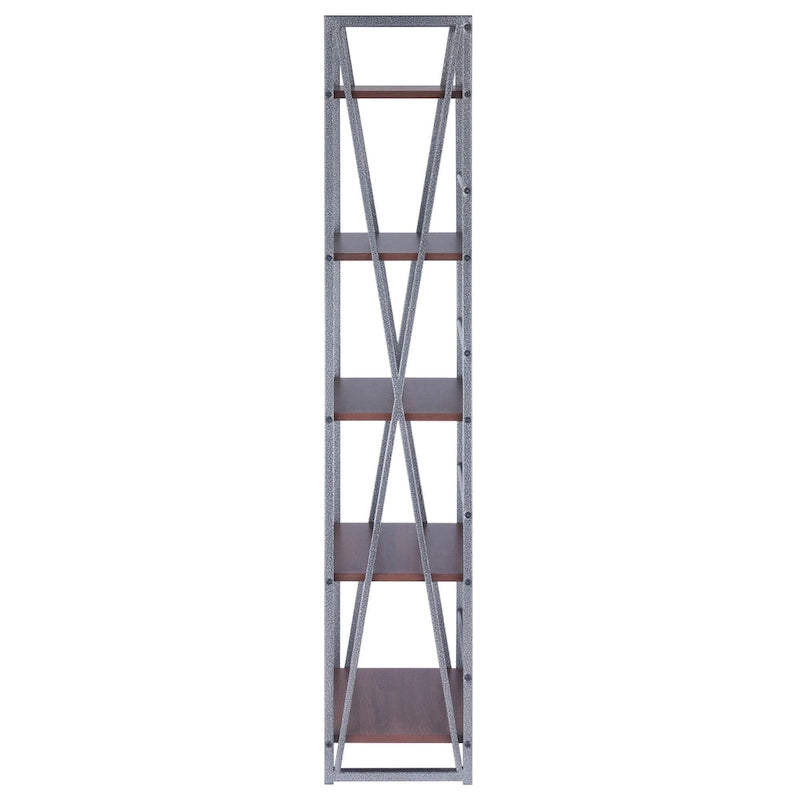 5 Tier Tall Storage Shelf - 61.5 - Graphite and Walnut
