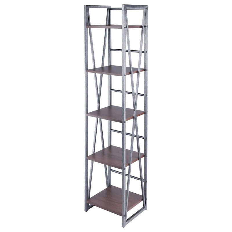 5 Tier Tall Storage Shelf - 61.5 - Graphite and Walnut