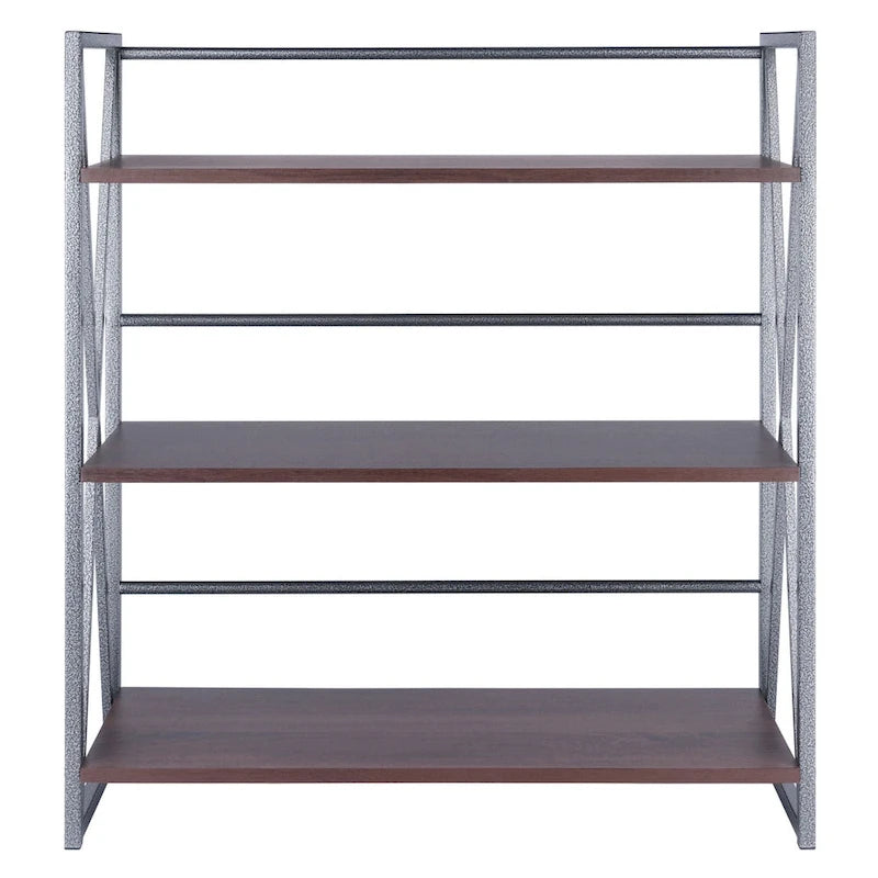 3 Tier Wide Storage Shelf - 35.5 - Graphite and Walnut
