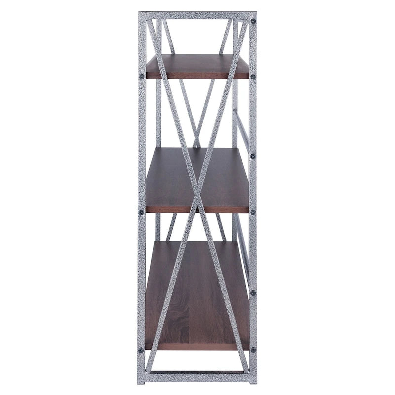 3 Tier Wide Storage Shelf - 35.5 - Graphite and Walnut