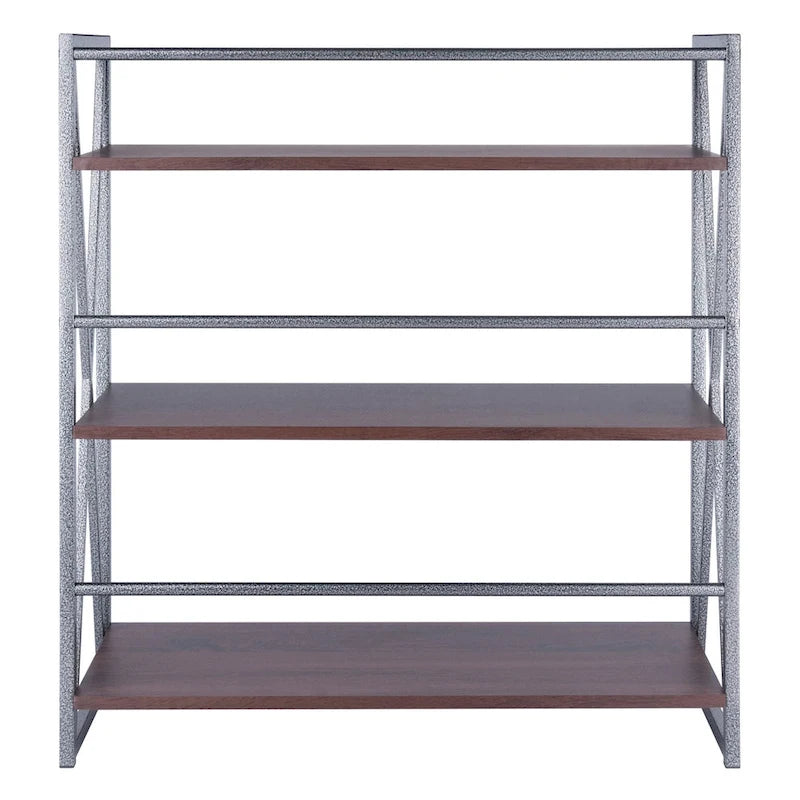 3 Tier Wide Storage Shelf - 35.5 - Graphite and Walnut