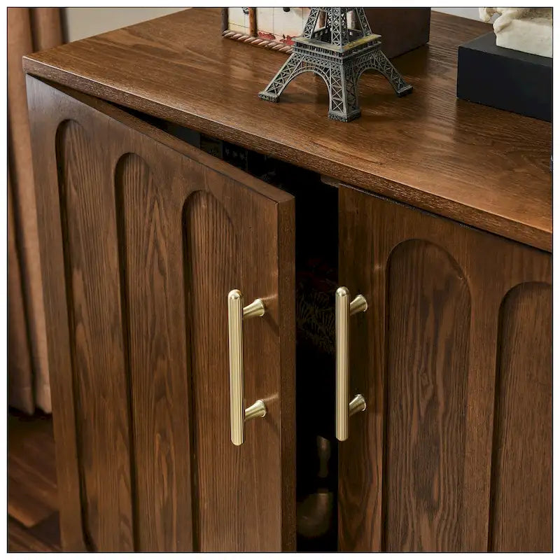 Mid Century Modern Fluted Sideboard Cabinet with Adjustable Shelves
