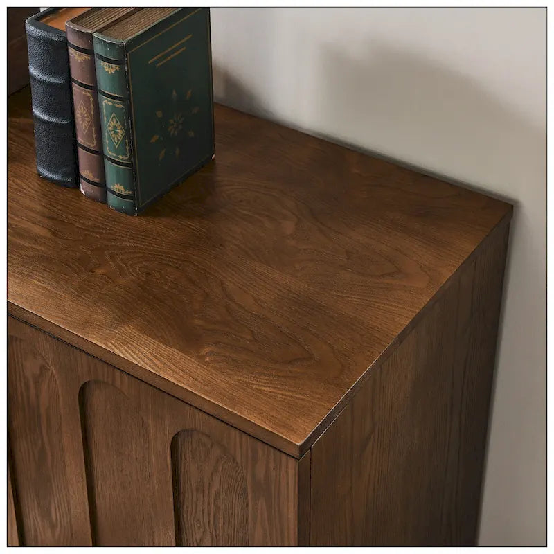 Mid Century Modern Fluted Sideboard Cabinet with Adjustable Shelves