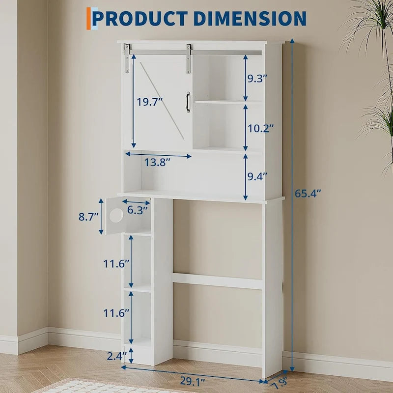 Over The Toilet Storage Cabinet With Sliding Door, White Above Toilet Storage Cabinet