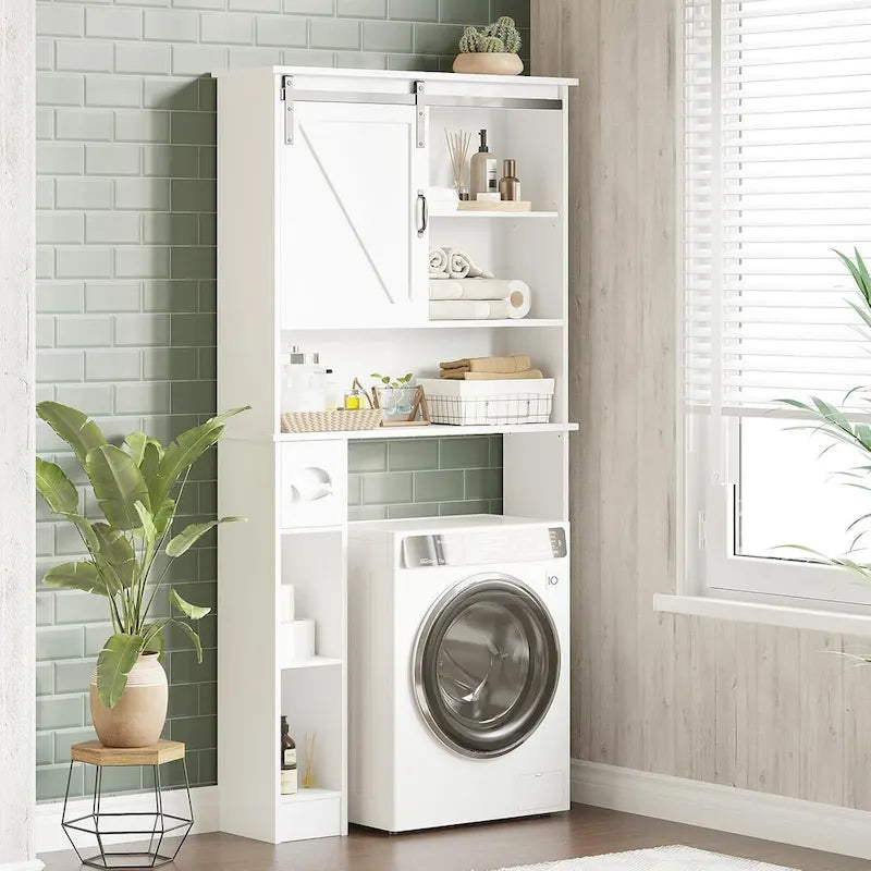 Over The Toilet Storage Cabinet With Sliding Door, White Above Toilet Storage Cabinet