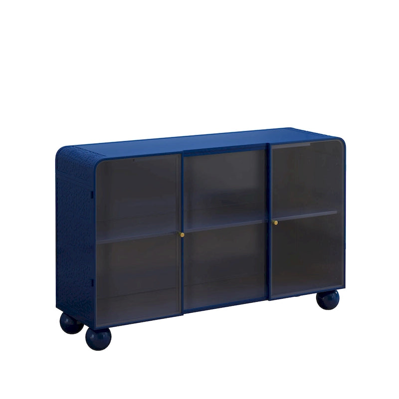 Modern Storage Cabinet with Sliding Glass Door and Shelves for Kitchen, Living Room, Bathroom