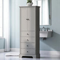 Freestanding White Bathroom Cabinet with 4 Drawers and 2 Doors, Adjustable Shelf, Waterproof MDF Storage Unit