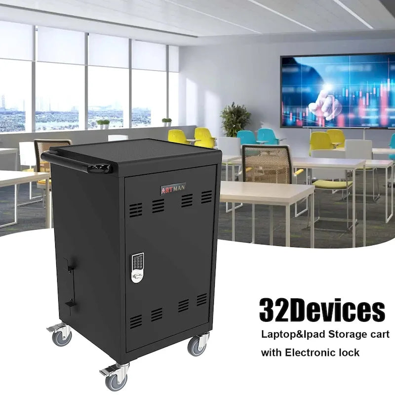 Mobile Charging Cart and Cabinet for Tablets Laptops Combination Lock