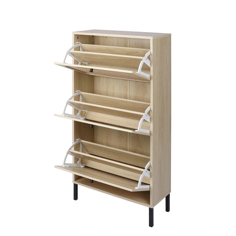 3 Metal Door Shoe RackFreestanding Modern Shoe Storage CabinetMetal rattan for Entryway