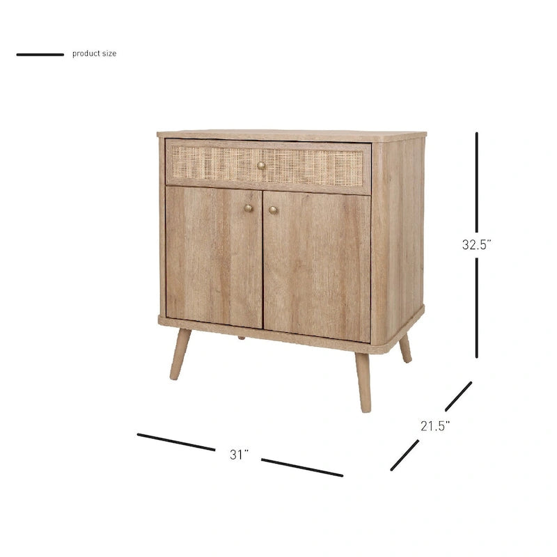 Rattan Small Cabinet with 1 Drawer and 2 Doors