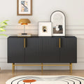 4-door Sideboard Gold Metal Handle Buffet Cabinet - N/A