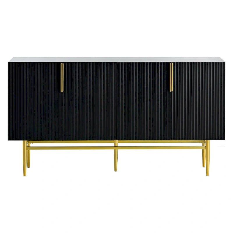 4-door Sideboard Gold Metal Handle Buffet Cabinet - N/A