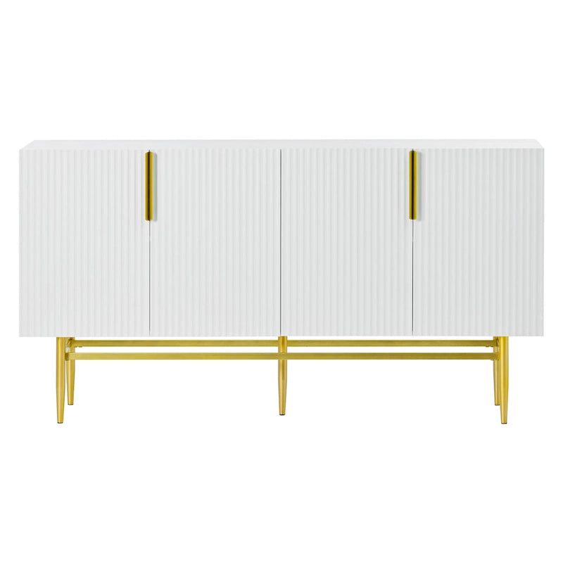 4-door Sideboard Gold Metal Handle Buffet Cabinet - N/A