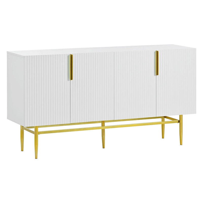 4-door Sideboard Gold Metal Handle Buffet Cabinet - N/A