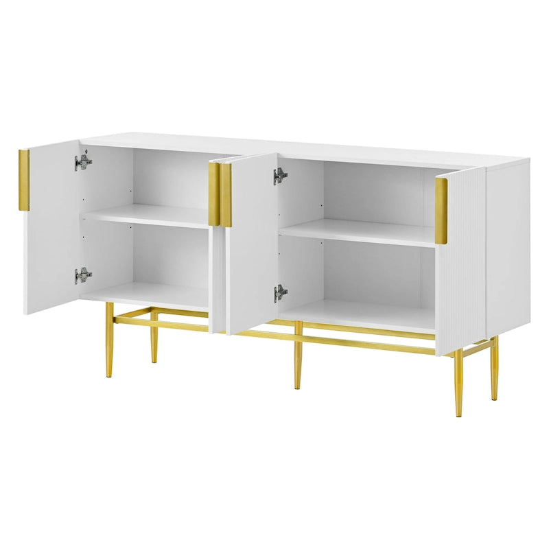 4-door Sideboard Gold Metal Handle Buffet Cabinet - N/A