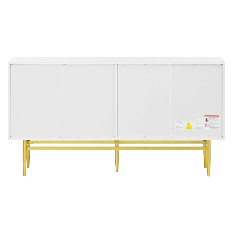 4-door Sideboard Gold Metal Handle Buffet Cabinet - N/A
