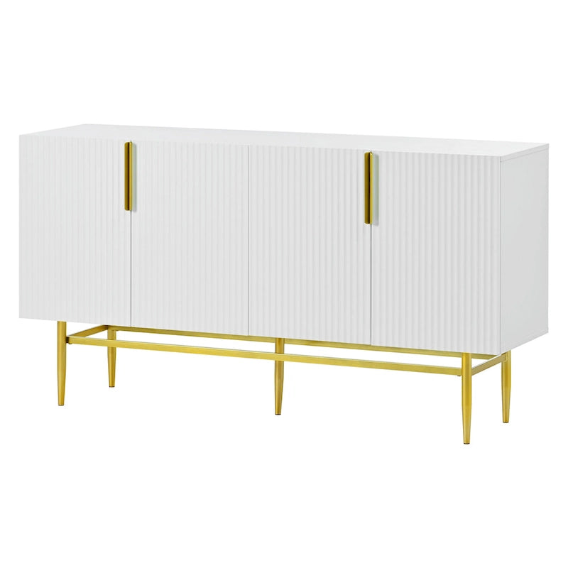 4-door Sideboard Gold Metal Handle Buffet Cabinet - N/A