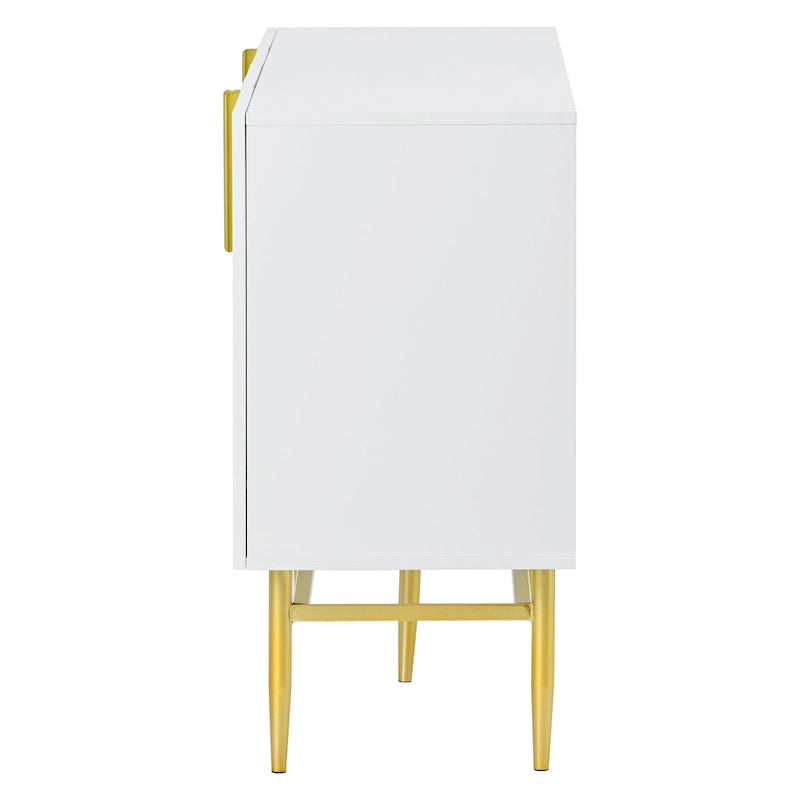 4-door Sideboard Gold Metal Handle Buffet Cabinet - N/A