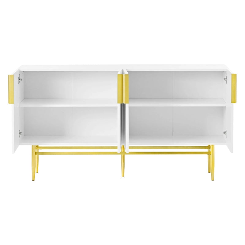 4-door Sideboard Gold Metal Handle Buffet Cabinet - N/A