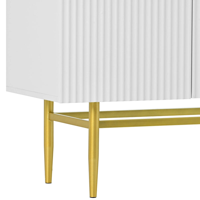 4-door Sideboard Gold Metal Handle Buffet Cabinet - N/A