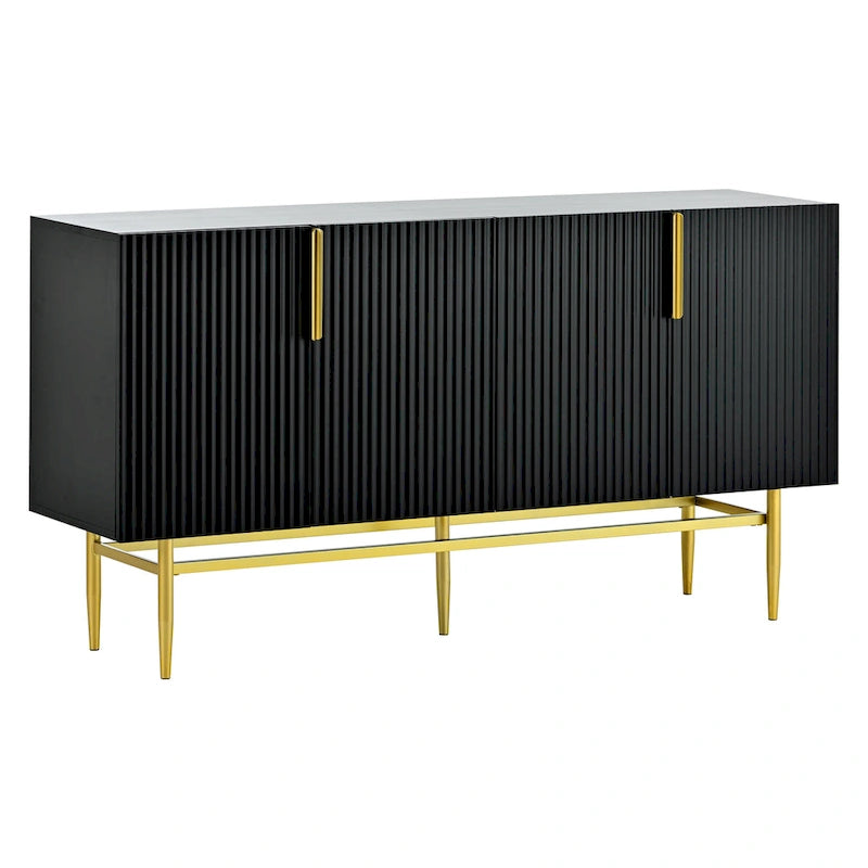 4-door Sideboard Gold Metal Handle Buffet Cabinet - N/A