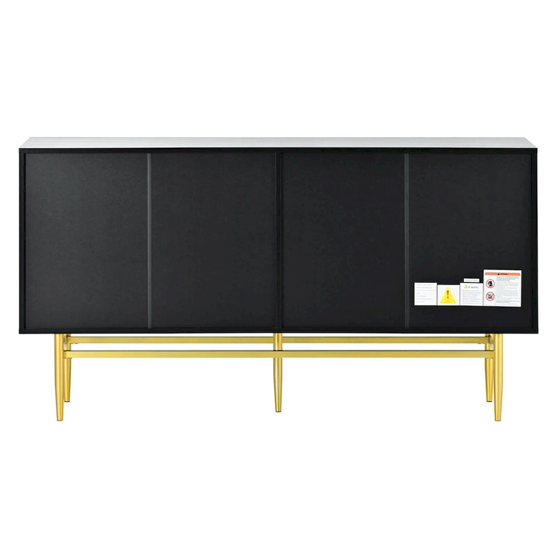 4-door Sideboard Gold Metal Handle Buffet Cabinet - N/A