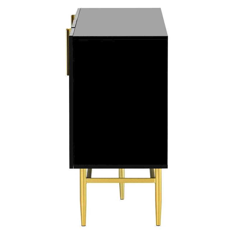 4-door Sideboard Gold Metal Handle Buffet Cabinet - N/A