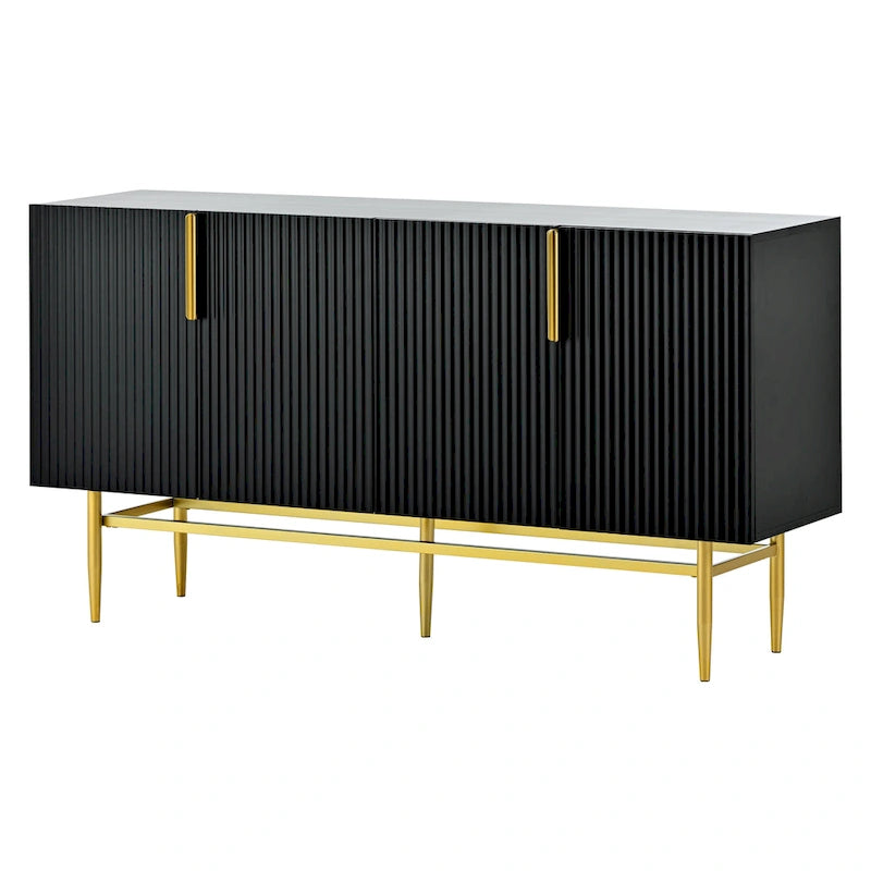 4-door Sideboard Gold Metal Handle Buffet Cabinet - N/A
