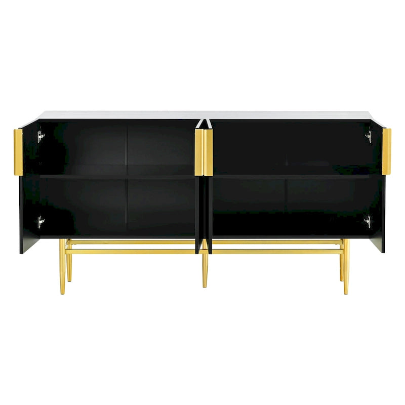 4-door Sideboard Gold Metal Handle Buffet Cabinet - N/A