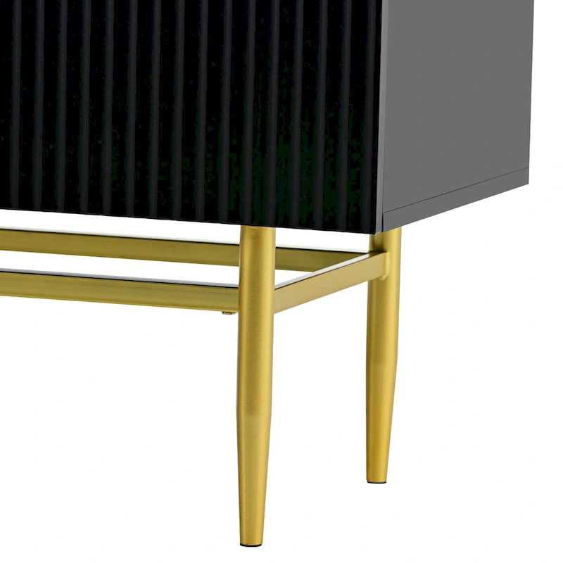 4-door Sideboard Gold Metal Handle Buffet Cabinet - N/A