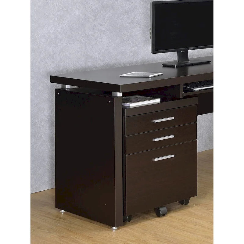 3-Drawer Mobile File Cabinet in Cappuccino
