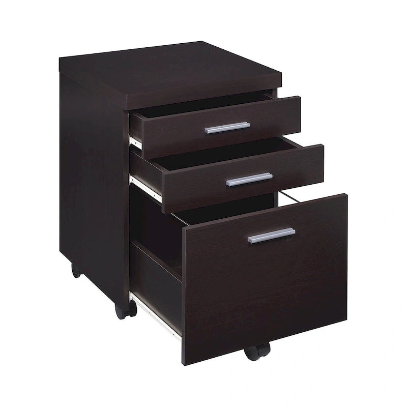 3-Drawer Mobile File Cabinet in Cappuccino