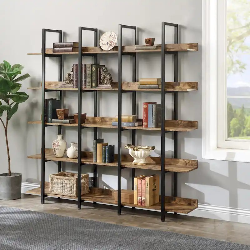Vintage Industrial Style Shelf with Metal Frame