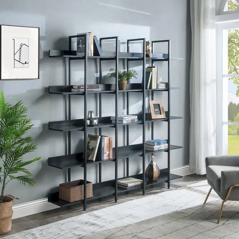 Vintage Industrial Style Shelf with Metal Frame